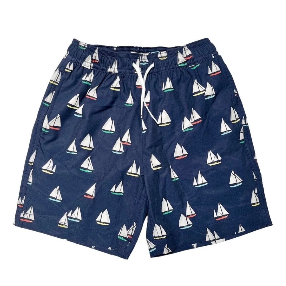 Crewcuts Kids Swim Trunks - Navy with Sailboat Print